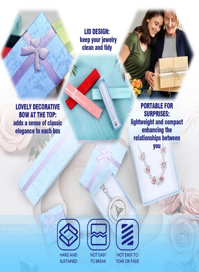 Waltool 21Pcs Empty Jewelry Gift Boxes with Lids Assortment Set, 7.9" x 1.6", 1.57"x1.57", 2”x 3” Cardboard Jewelry Boxes with Bowknot for Necklaces Earrings Bracelets Ring Packaging Displaying - Image 4